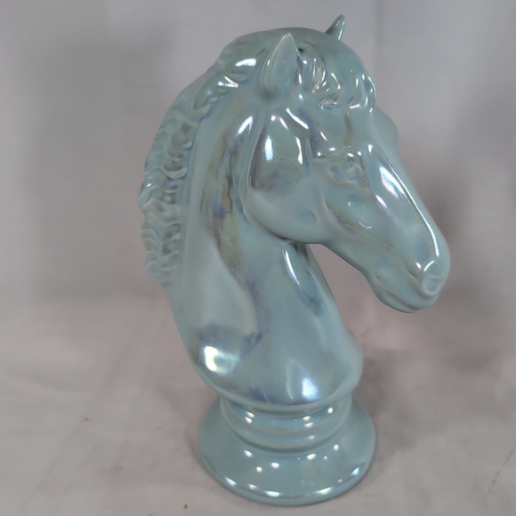 Iridescent Blue Horse Head Bust Sculpture Statue Art Home Decor Chess Bedroom - Picture 16 of 16
